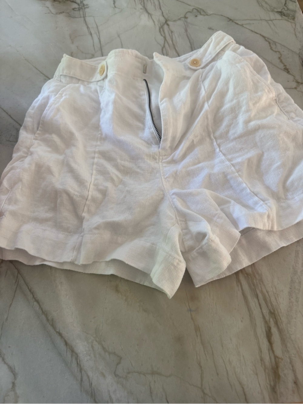 Madewell High Waist White Linen Shorts